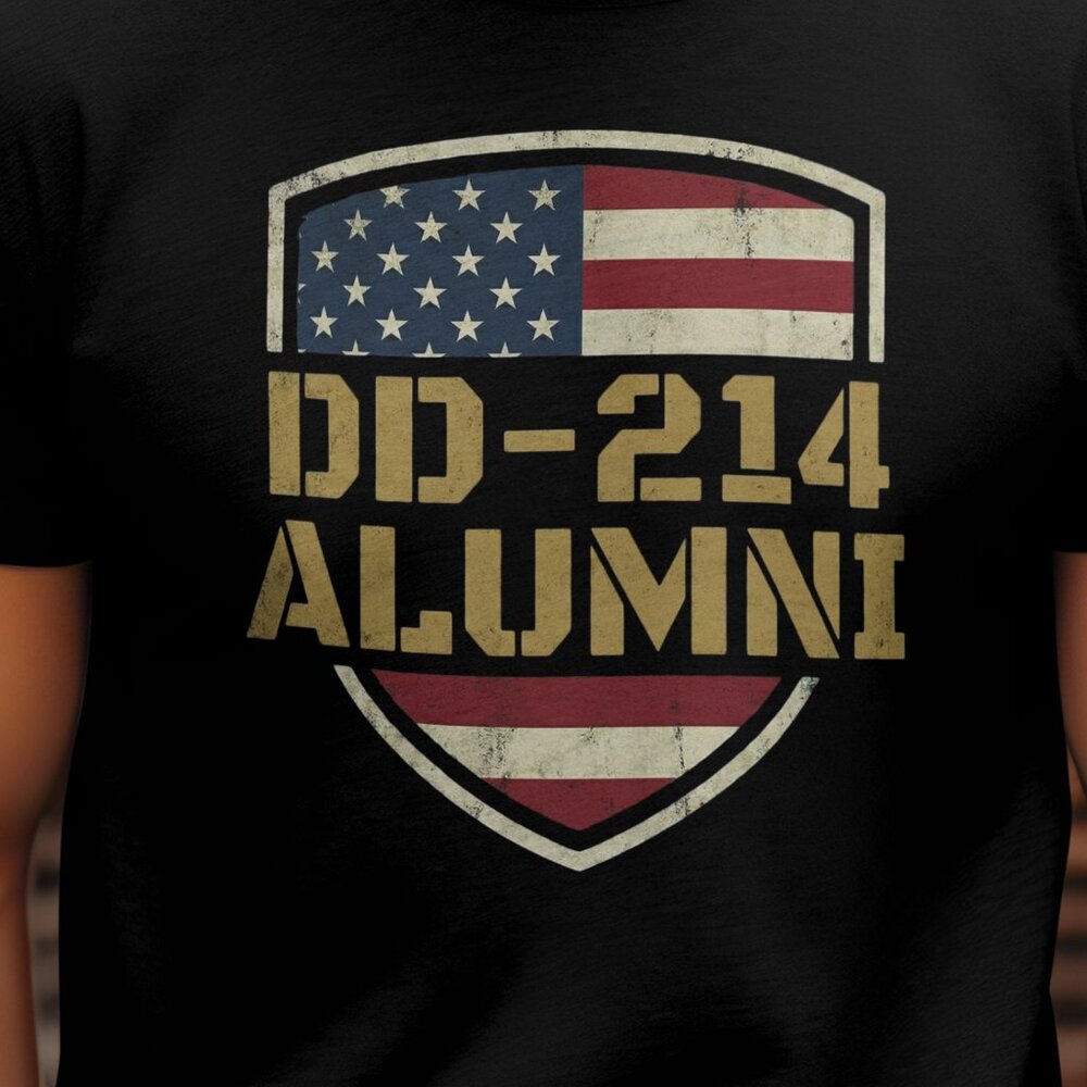 DD-214 Alumni Veteran Patriotic Graphic T-Shirt black
